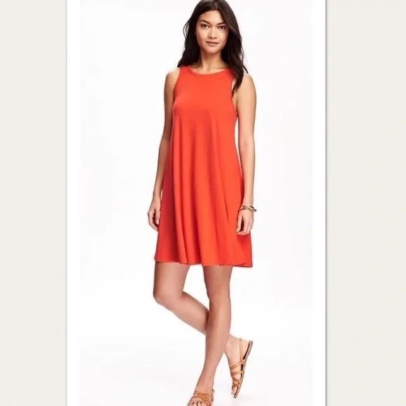 Old Navy Dresses & Skirts - Old Navy Swing Orange Red Dress Size Large